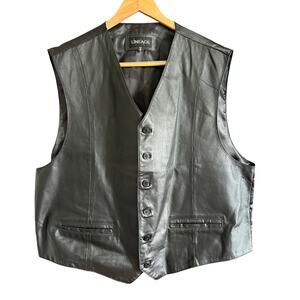LINEAGE | Black Leather Vest or Waistcoat | Size XXL